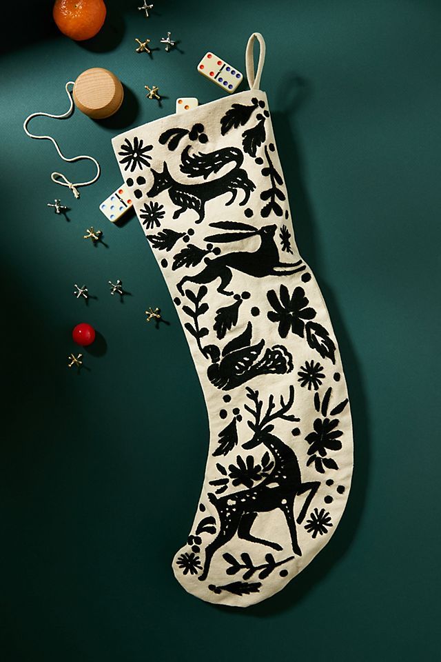 Embroidered Forest Stocking | Anthropologie (US)