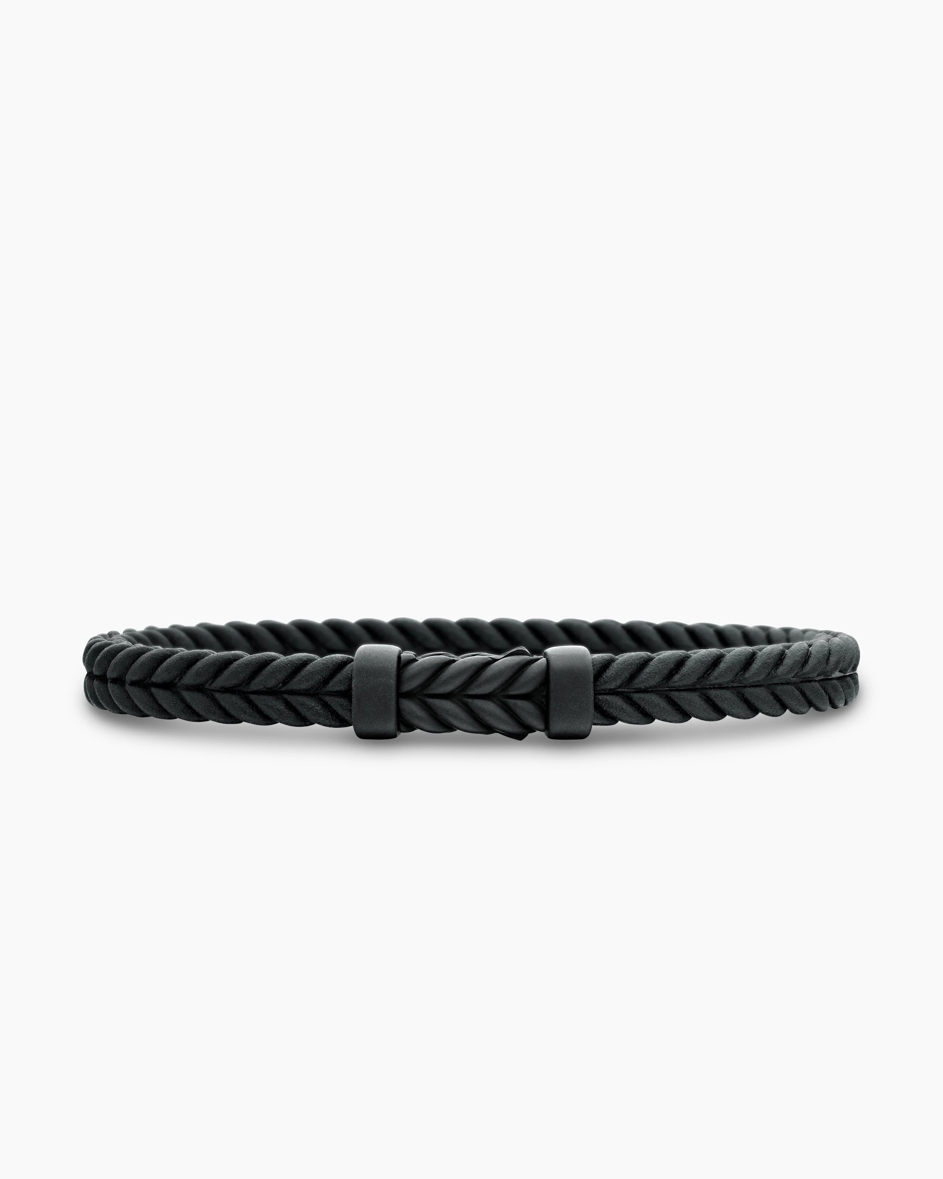 David Yurman | Chevron Bracelet in Black Rubber with Black Titanium, 6mm | David Yurman