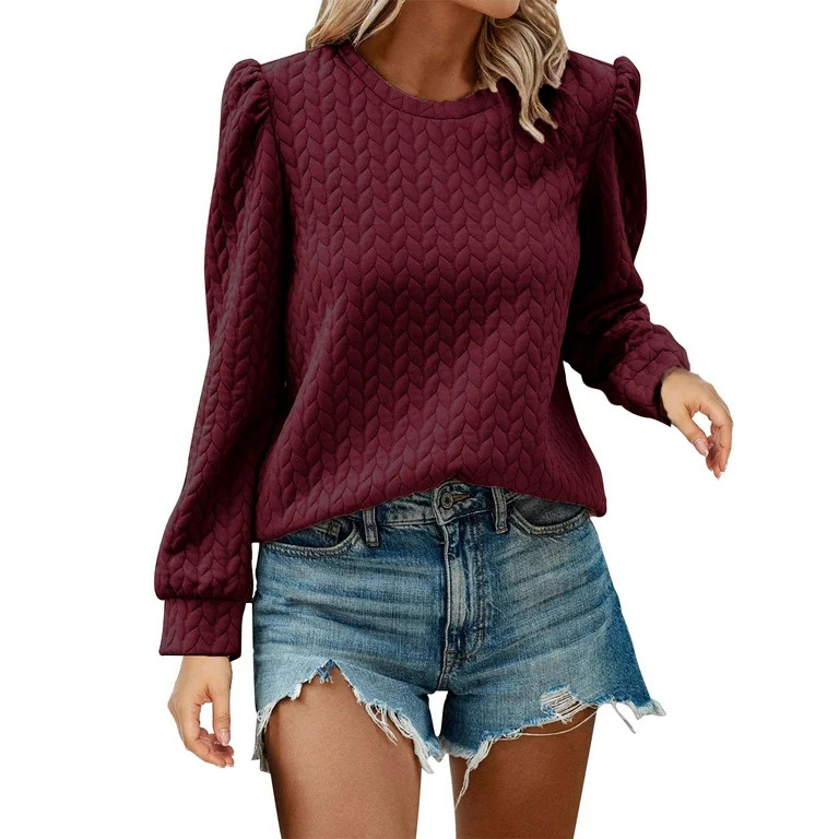 Womens Fall Clothes Women's New Fall And Winter Casual Fashion Loose Round Neck Blouse Long Sleev... | Walmart (US)