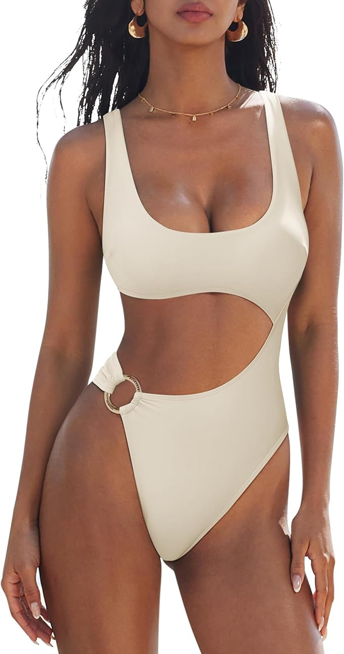 SUUKSESS Women Sexy One Piece Tummy Control Swimsuit Cutout Backless Bathing Suit | Amazon (US)