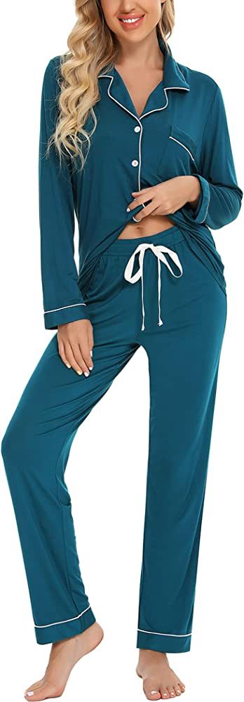 Pjmlifecoco Pajamas Set Long Sleeve Womens Button Down Sleepwear Two Piece Nightwear Soft Pj Loun... | Amazon (US)