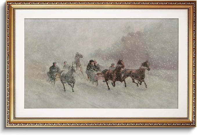 VIYYIEA Gold Framed Large Wall Art Christmas Vintage Farmhouse Print Holiday Decor Rustic Winter ... | Amazon (US)