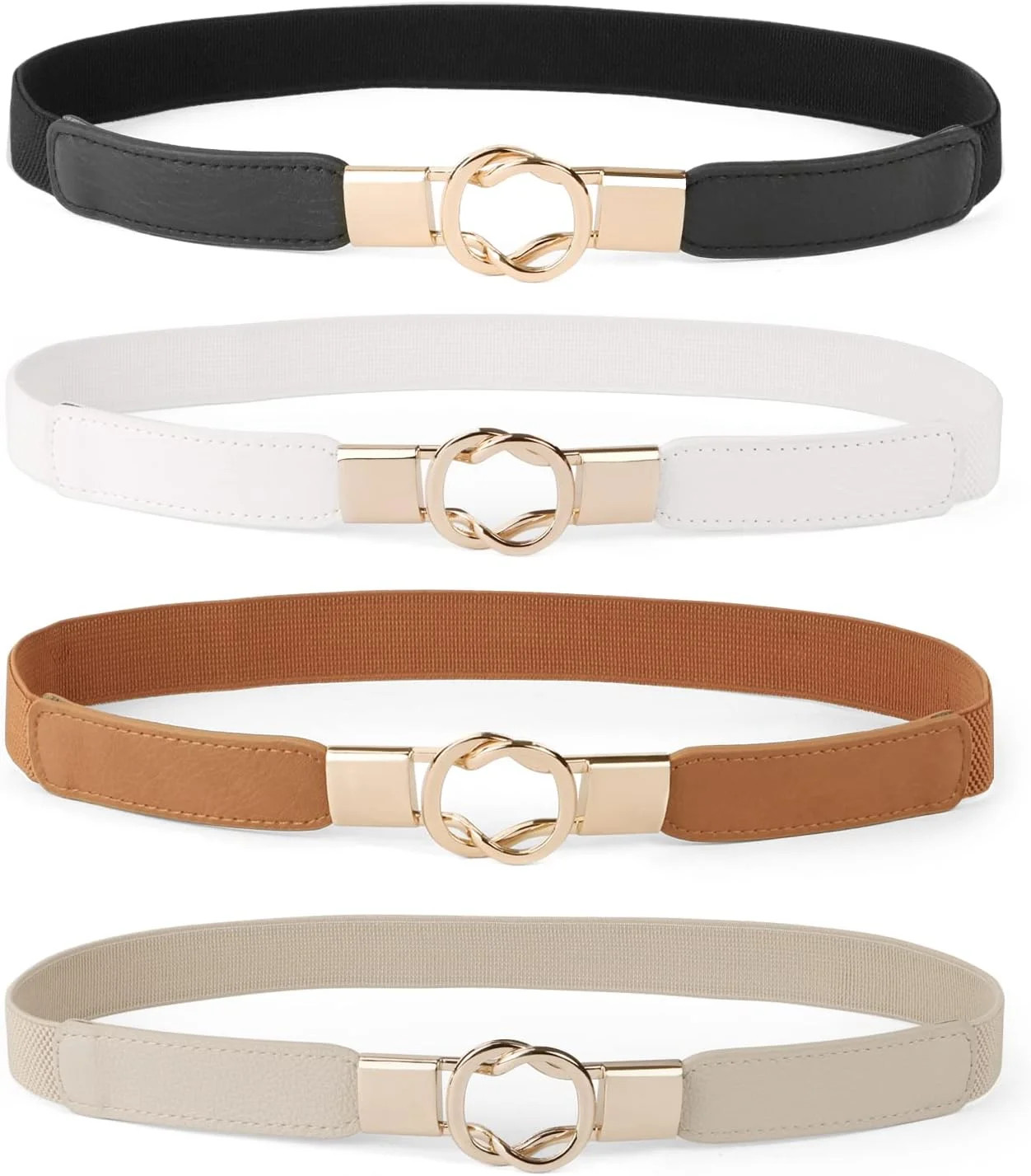 WERFORU Women Skinny Belt for Dresses Retro Stretch Ladies Waist Belt Plus Size Set of 4 | Walmart (US)