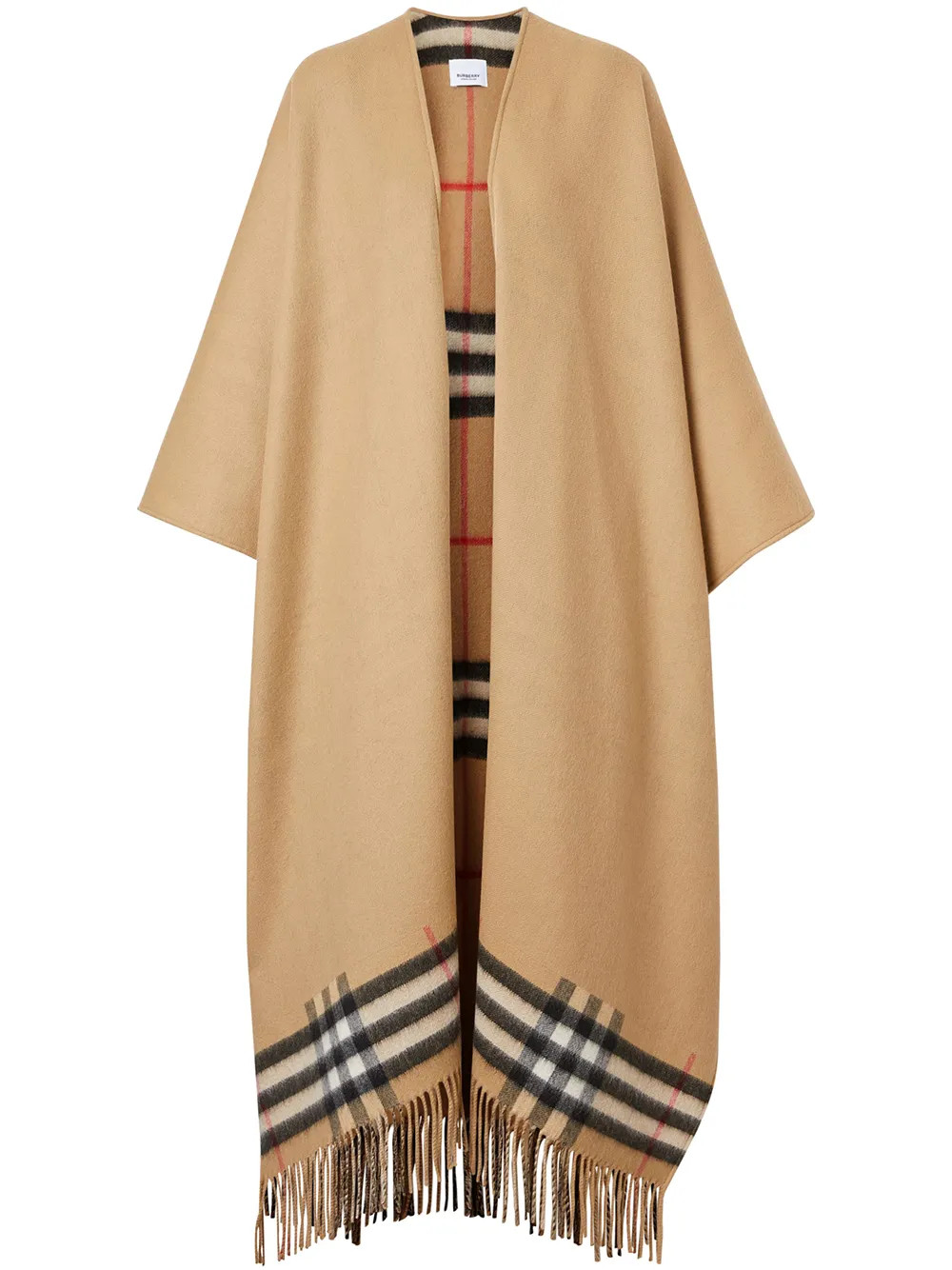 fringed check cape | Farfetch Global