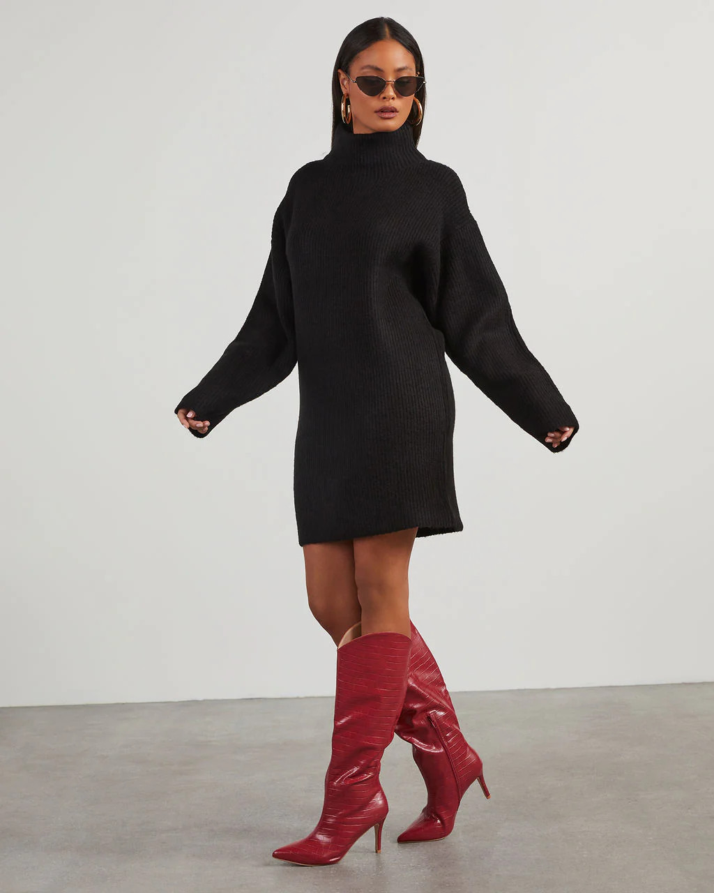Uptown Girl Mock Neck Sweater Dress | VICI