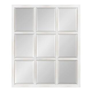 Hogan Windowpane White Wood Wall Mirror | The Home Depot