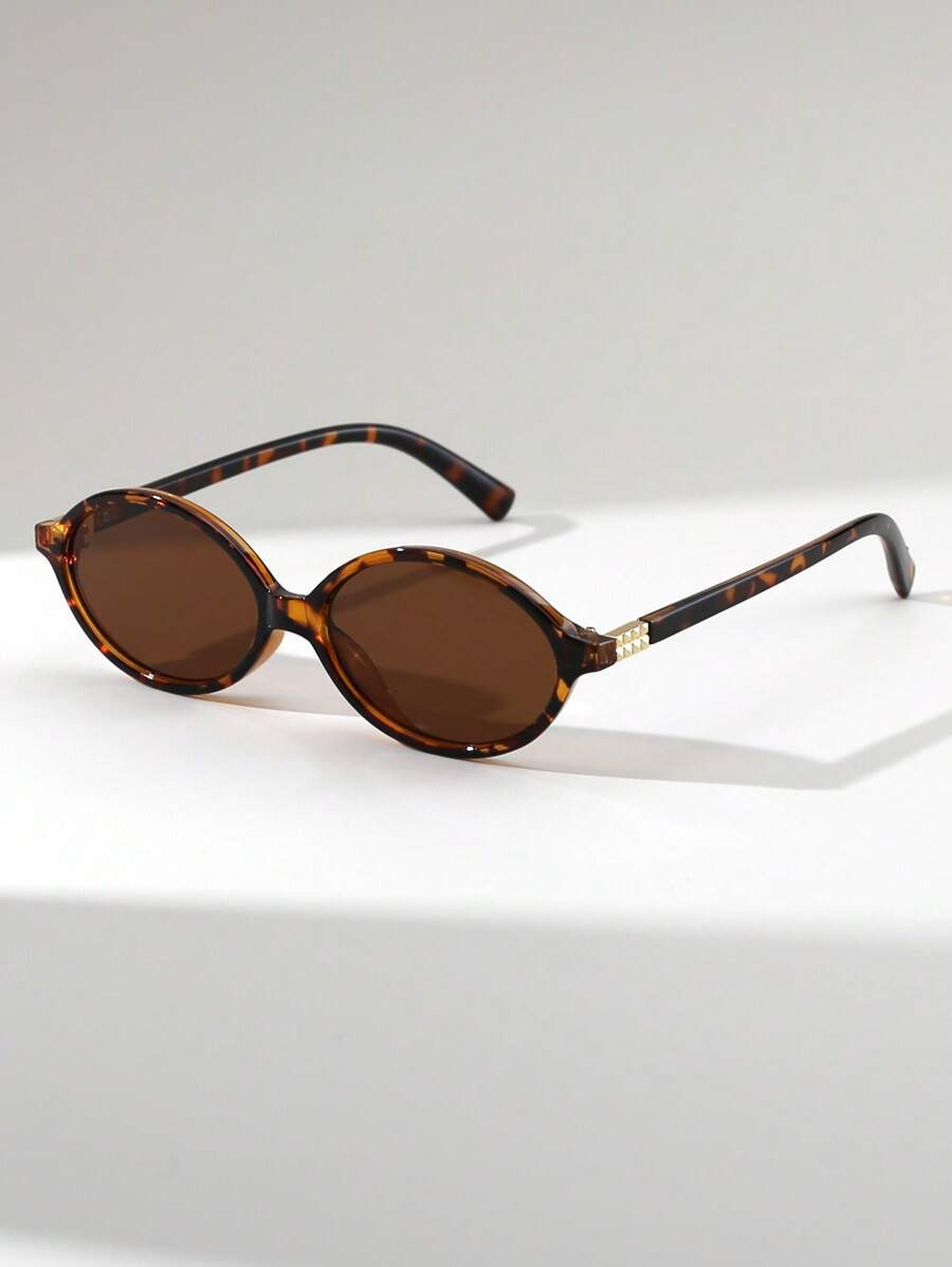 Retro Oval Women's Glasses, Versatile For Casual, Street, Beach, Daily, Summer Vacation, Travel, Tortoise Boho Style, Back To School | SHEIN