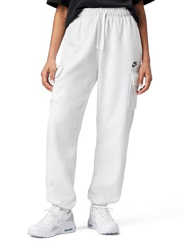 Nike Women's Sportswear Club Fleece Mid-Rise Oversized Cargo Sweatpants, Birch Heather/Black, 2XL | Amazon (US)