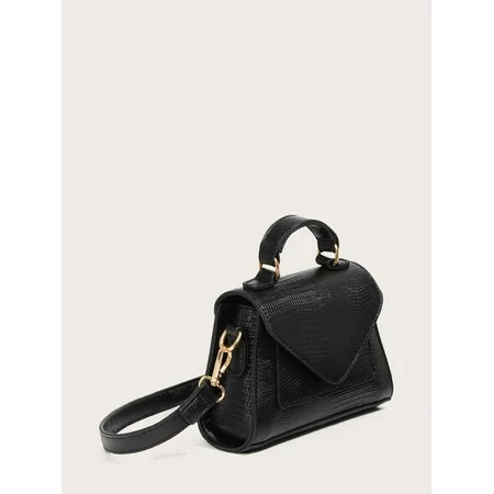 Elegant Women s Mini Lizard Embossed Top Handle Shoulder Crossbody Handbag Satchel Bags Black | Walmart (US)