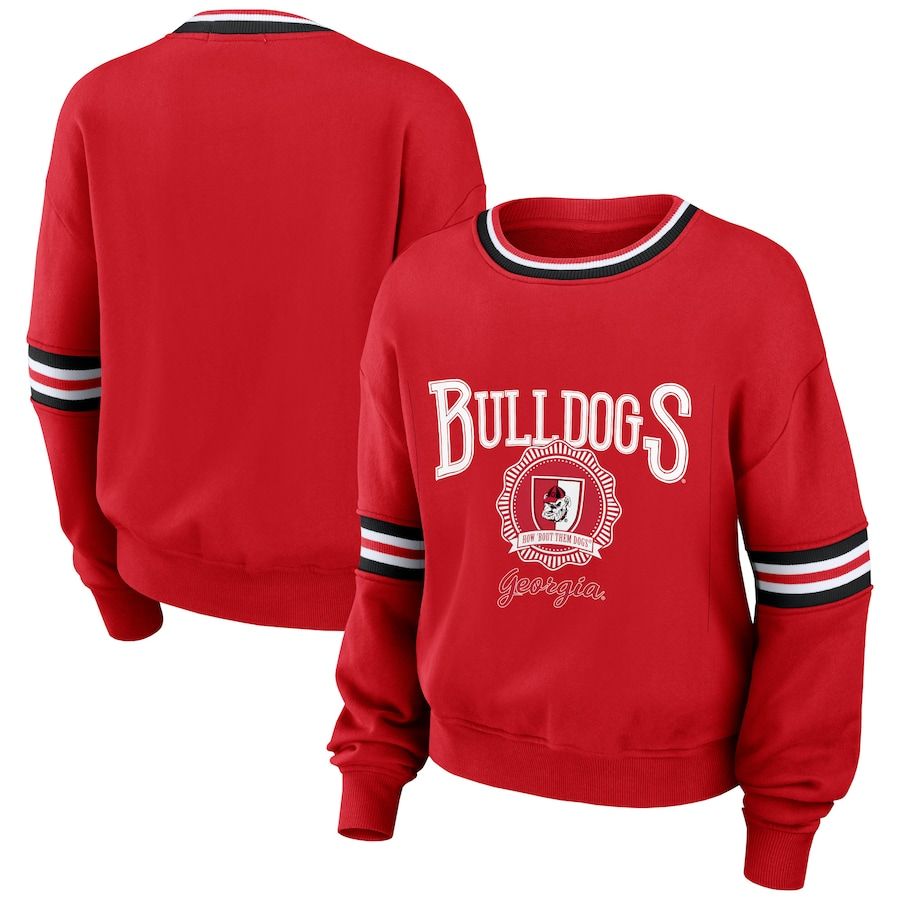 Georgia Bulldogs WEAR by Erin Andrews Women's Vintage Pullover Sweatshirt - Red | Fanatics