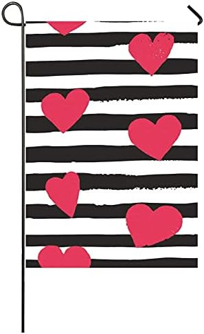 Black And White Striped Love Heart Garden flag, vertical double-sided seasonal rural courtyard ou... | Amazon (US)