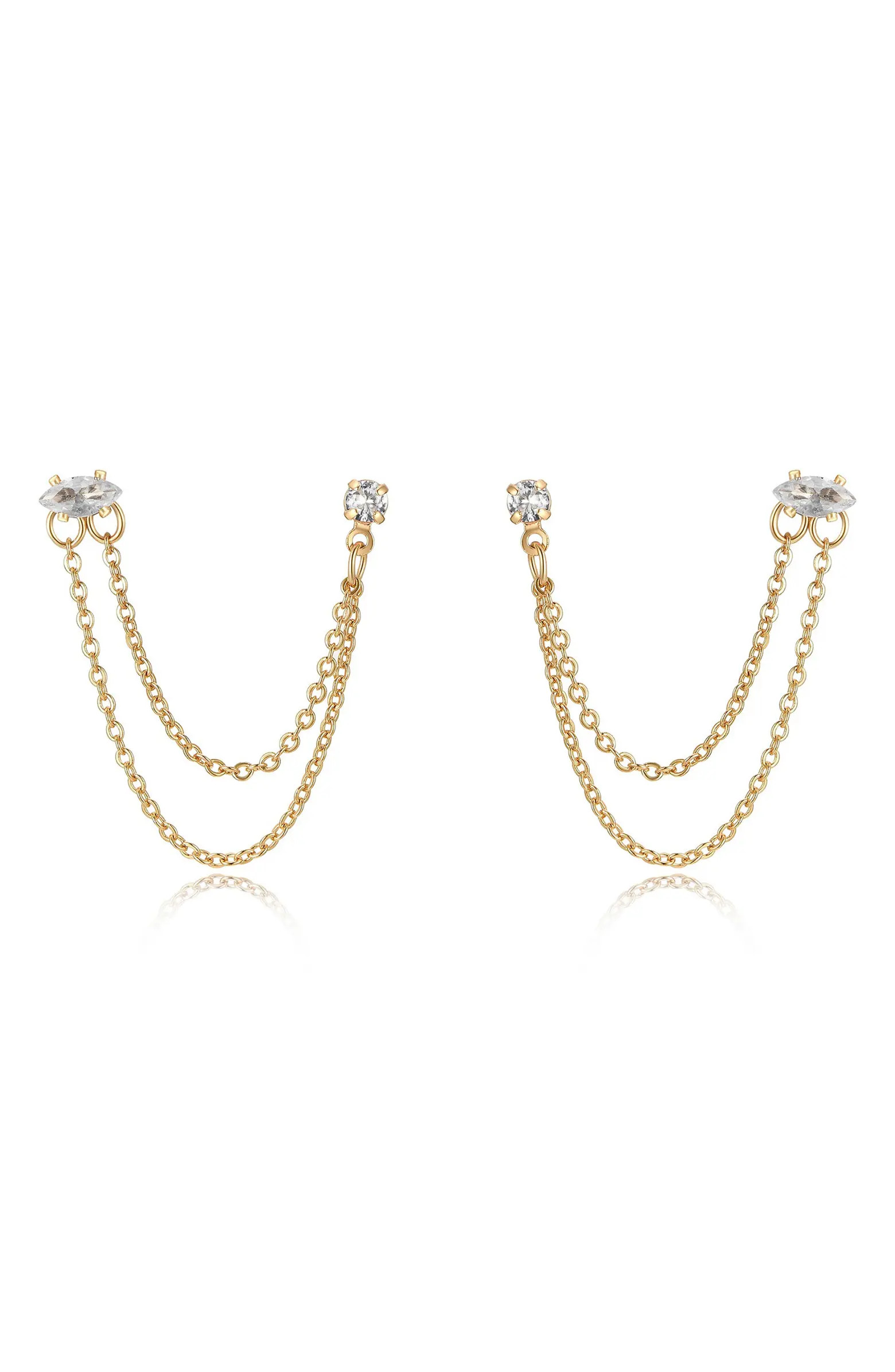 Double Piercing Chain Drop Earrings | Nordstrom