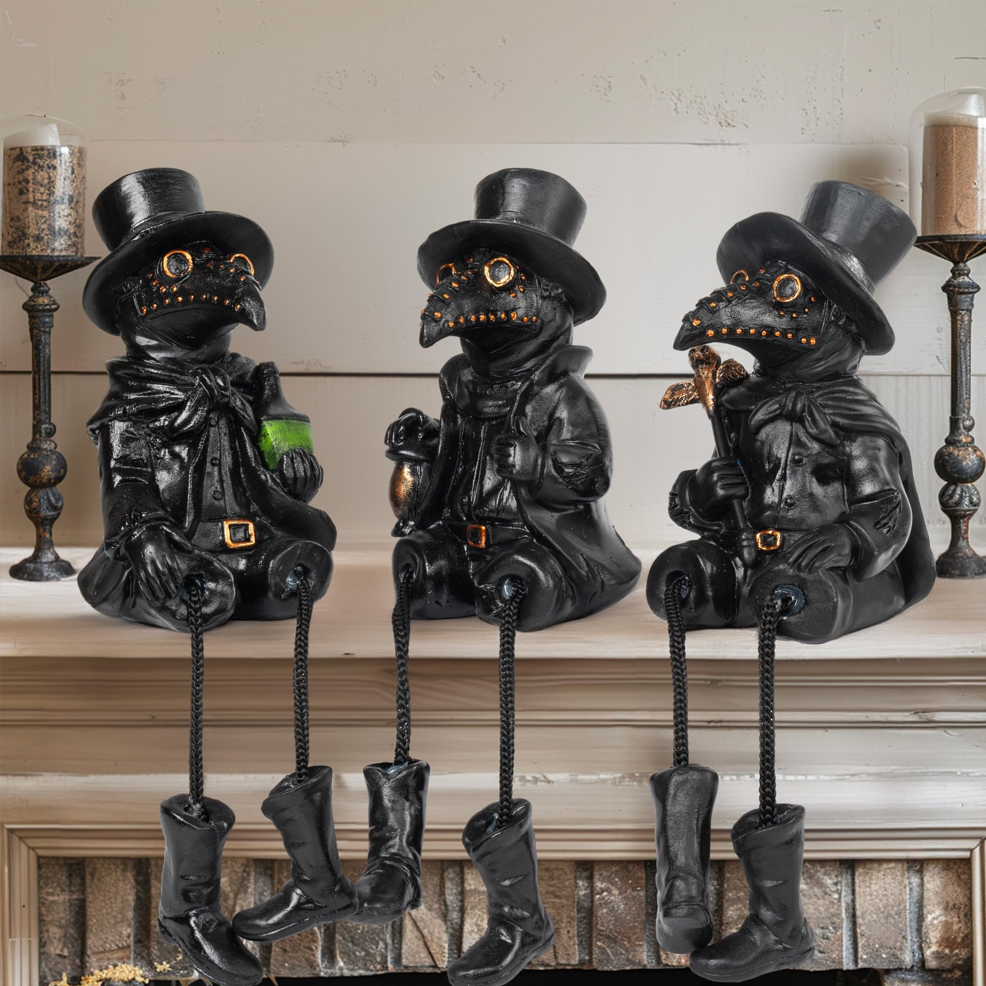 Dazzle Bright 3 Pcs Halloween Plague Doctor with Dangling Legs Figurines Decoration, Resin Gothic... | Amazon (US)