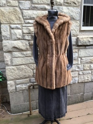 Mink Vest~Real Fur~Hooded~Drawstring Waistline~size   2 XLg~Soft | eBay US