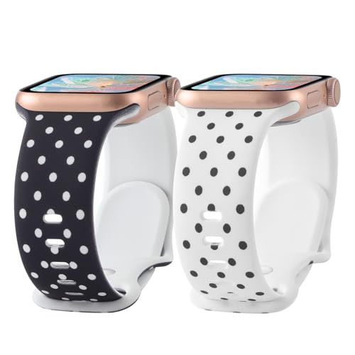 2 Pack Silicone Printed Strap Compatible with Apple Watch Bands 38mm 40mm 41mm 42mm 44mm 45mm 46m... | Amazon (US)
