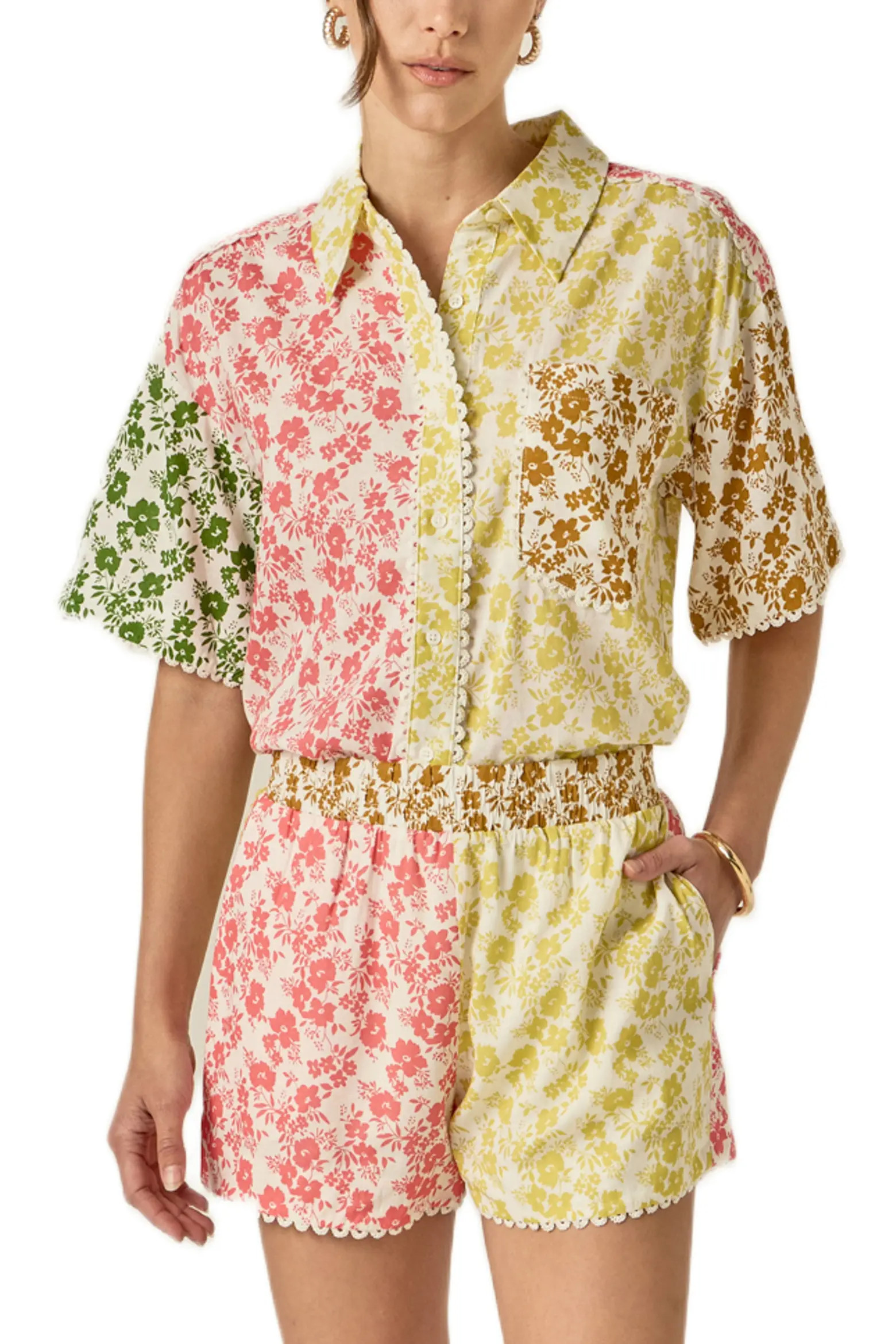 Colorblock Lace Trim Shirt (Women) | Nordstrom | Nordstrom