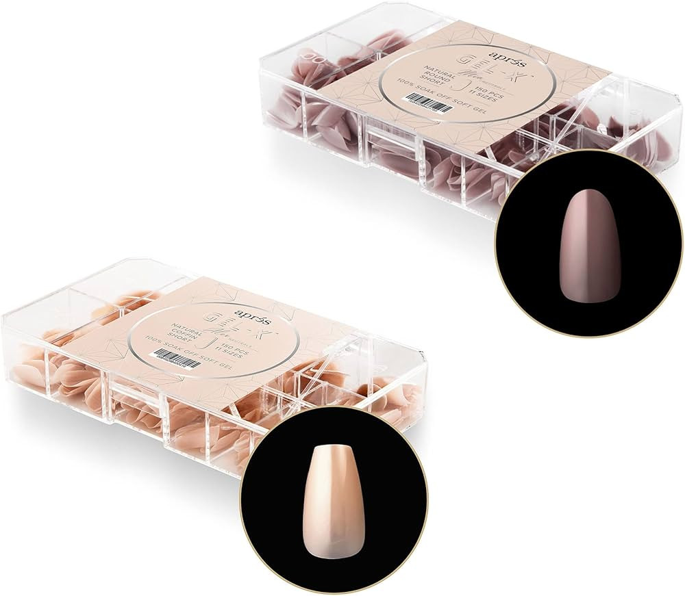 Apres Nail Neutrals Gel-X Mia Natural Round Short & Natural Coffin Short Box of Tips Bundle | Inc... | Amazon (US)