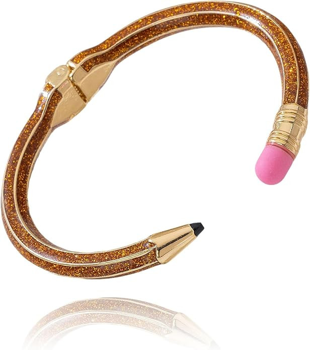 WCRAZYE Pencil Bangle Bracelet for Women Fashion Charm Yellow Pencil Teacher Bracelet Teacher App... | Amazon (US)