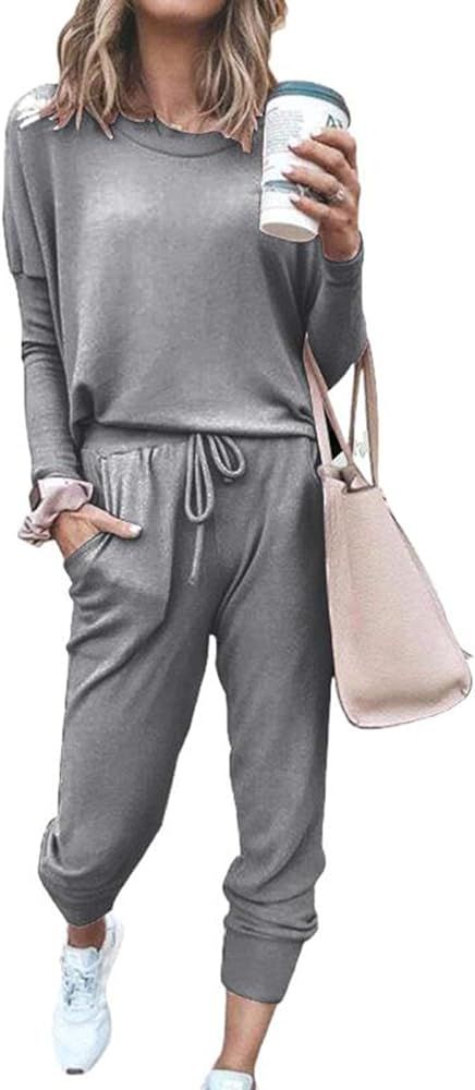 Ekaliy Women's 2 Piece Sport Outfits Long Sleeve Pullover Tops and Pants Set Sweatsuits Jogging T... | Amazon (US)