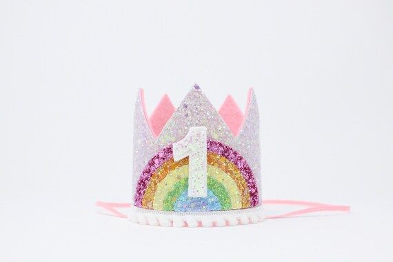 Rainbow First Birthday Crown | 1st Birthday Crown | 1st Birthday Hat | First Birthday Girl Outfit... | Etsy (US)