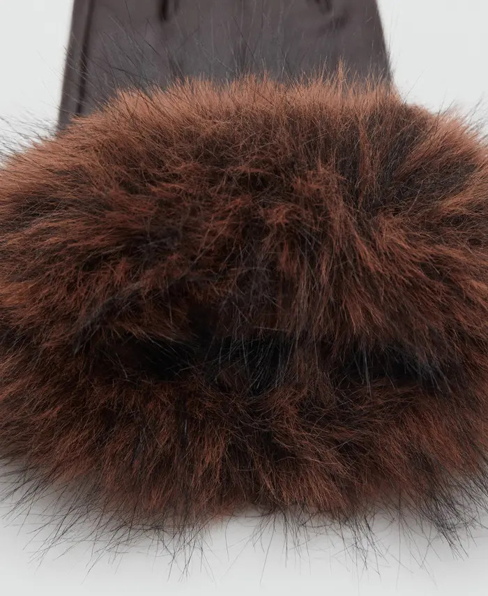Faux Fur Trim Leather Gloves | Nordstrom