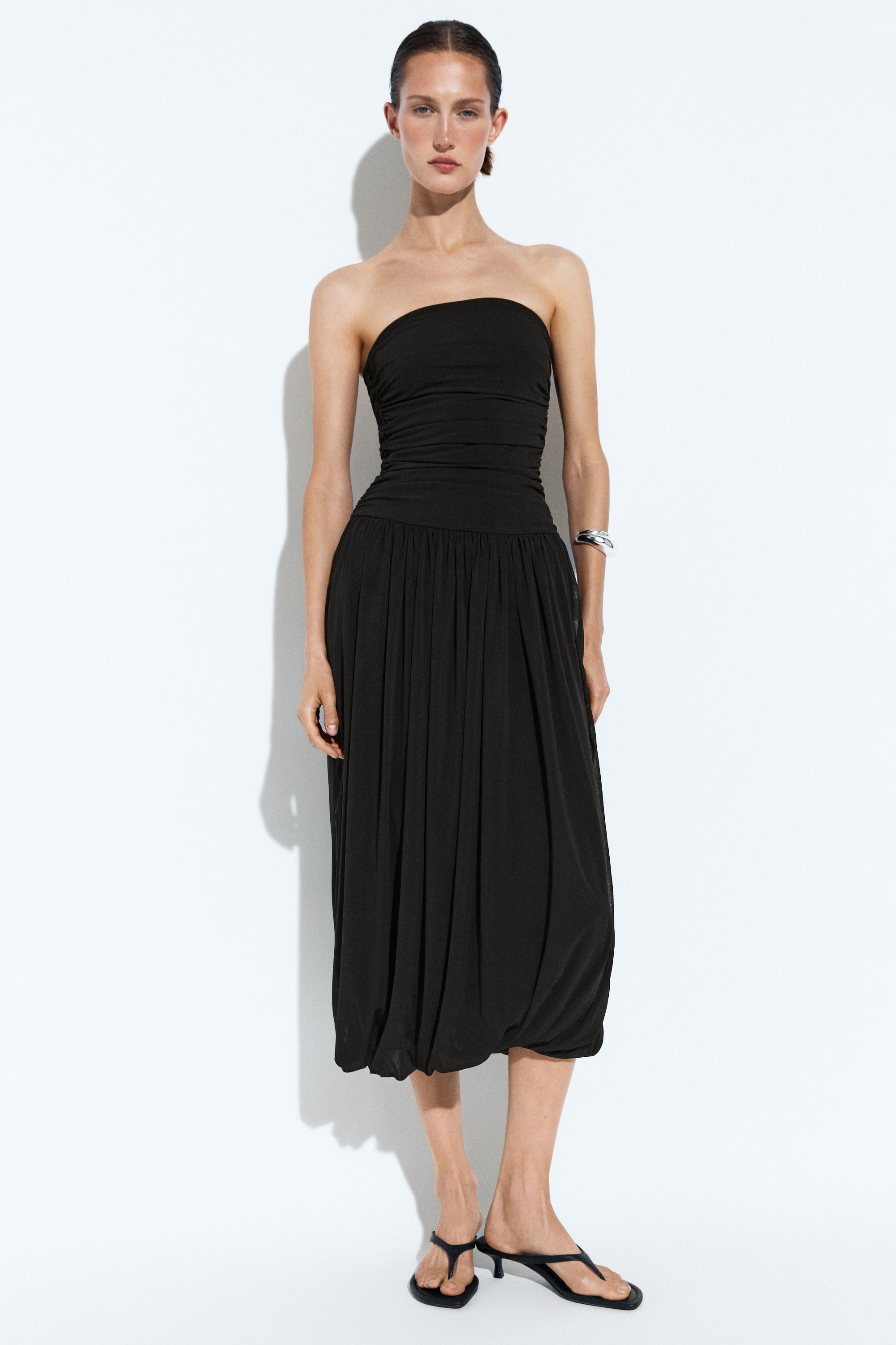 Strapless balloon midi dress | Massimo Dutti UK