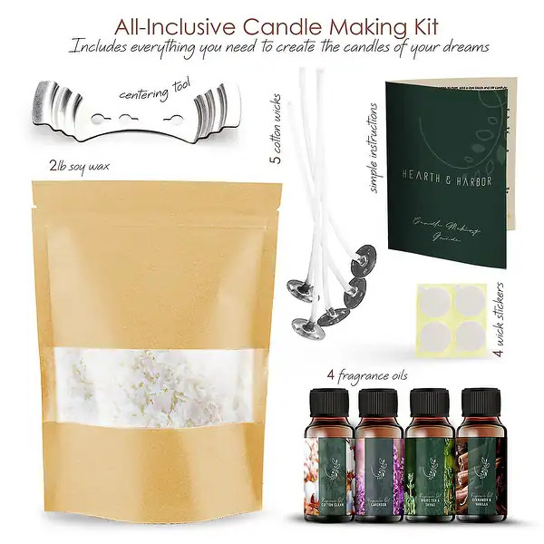 Hearth & Harbor Mini DIY Candle Making Supply Kit - 2lbs Soy Wax, Fragrance Oil, Cotton Wicks, Ce... | Bed Bath & Beyond