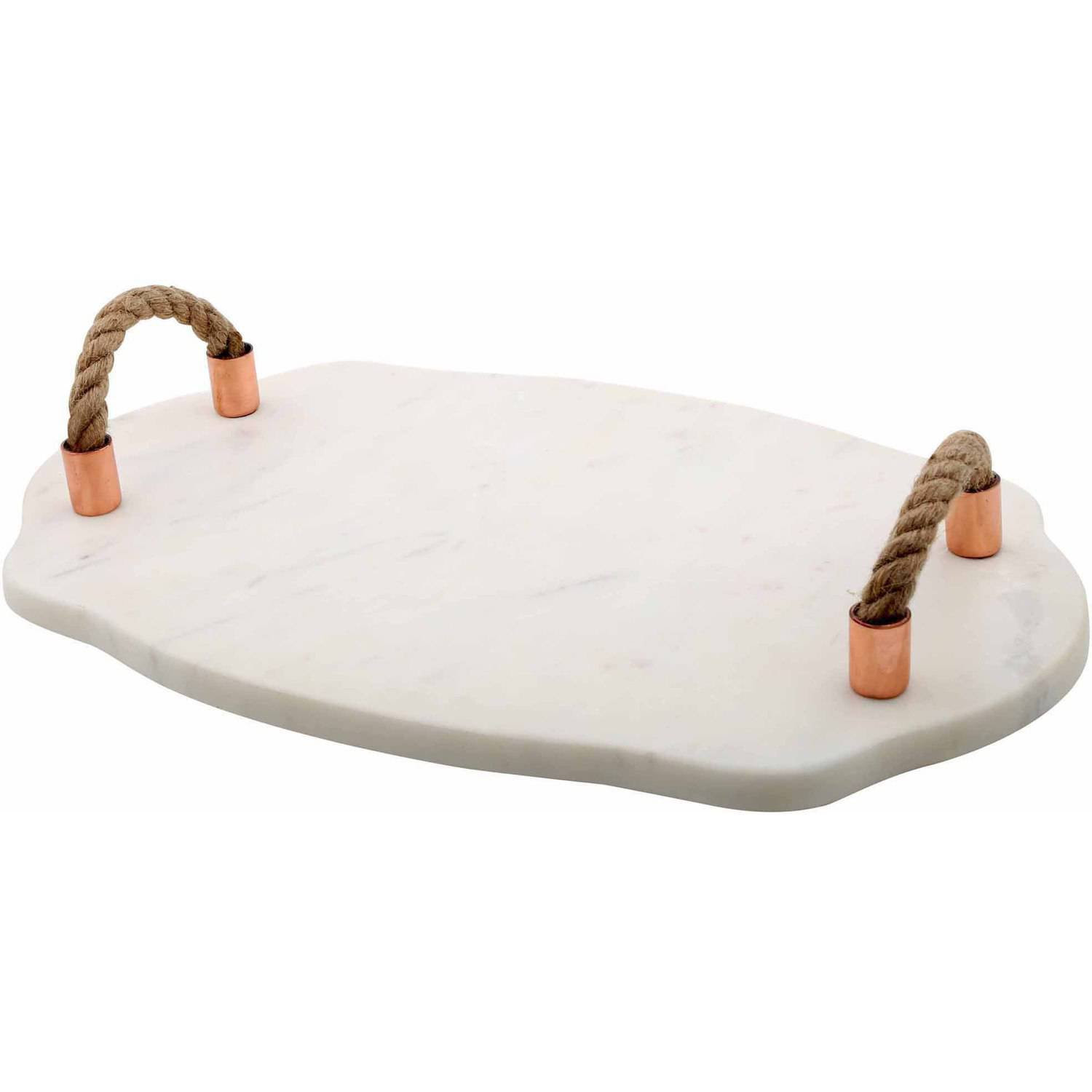 Generic White Marble Tray/Jute Rope Handles | Walmart (US)