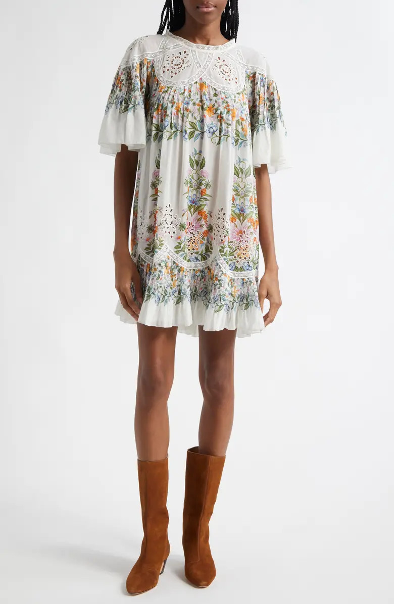 FARM Rio Sweet Bloom Cotton Eyelet Shift Dress | Nordstrom | Nordstrom