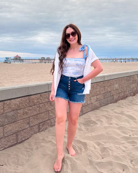 Beach vacation outfit 🏝️💕 This reversible swimsuit is such a great Amazon find! I sized up once in everything I am wearing. 
Swimsuit, reversible swimsuit, denim shorts, Amazon fashion 

#LTKSeasonal #LTKunder50 #LTKswim