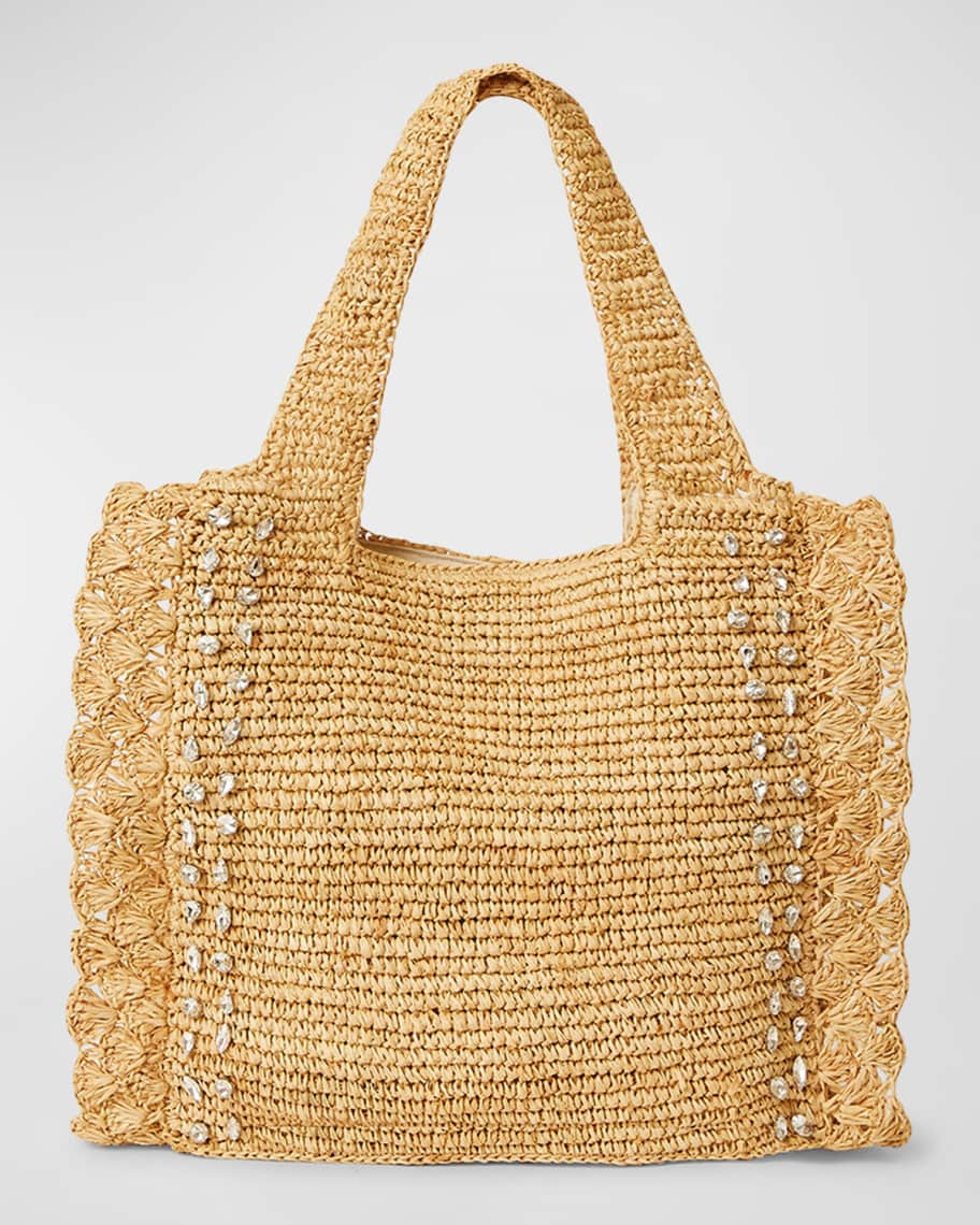 BTB Los Angeles Bardo Crystal Straw Tote Bag | Neiman Marcus
