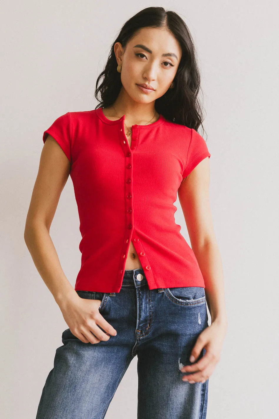 Vestia Button Up in Red | Böhme US