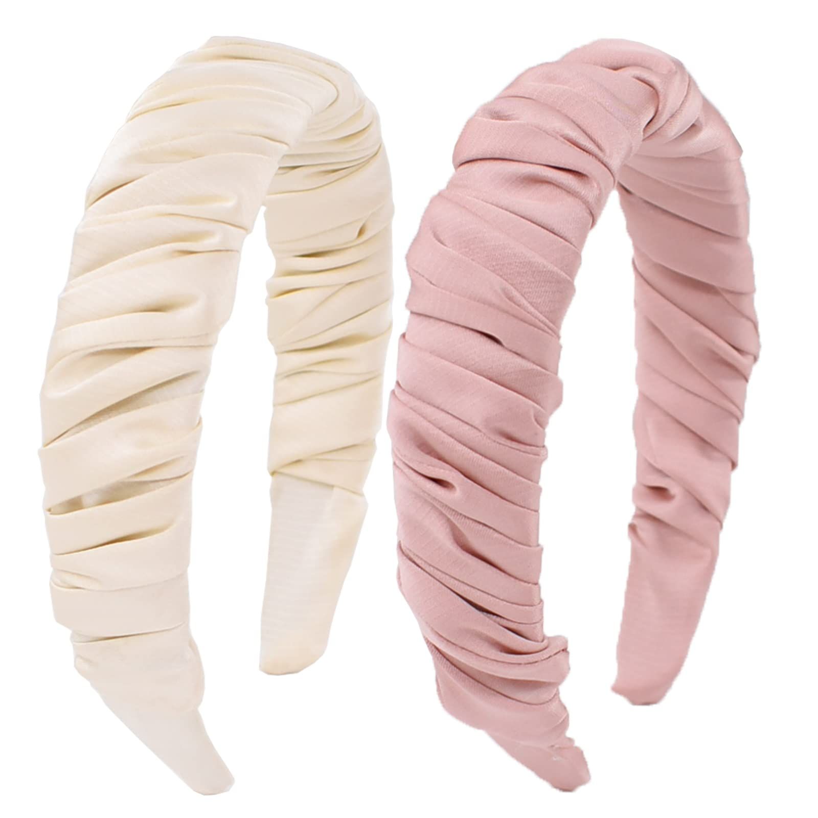 Headbands for Women, BEGOOD Stin Ruched Knot Headbands for Women Wide Headbands Fashionable Ruffled  | Amazon (US)