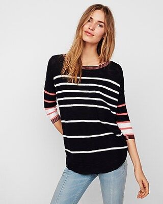 Striped Circle Hem Tunic Sweater | Express