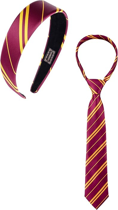 Halloween Costume Accessories Women Vivid Burgundy Red and Yellow Stripe Headband Tie Adult Cospl... | Amazon (US)