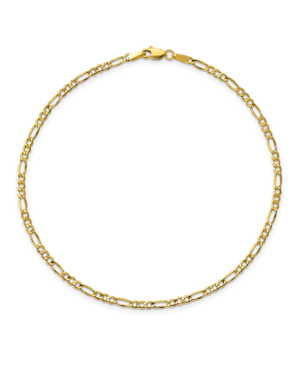 Figaro Chain Anklet in 14k Yellow Gold - Gold | Macy's