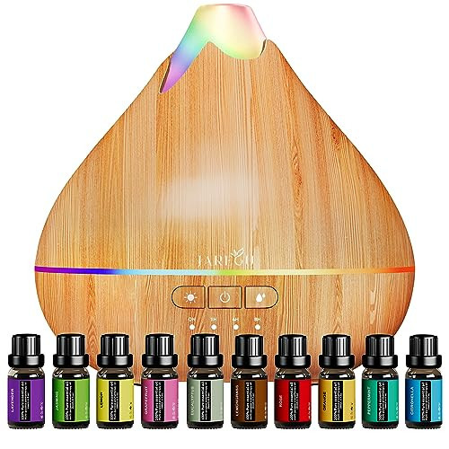 Essential Oil Diffusers for Home with Top 10 Oil Diffuser Gift Sets, 550ml Aroma Diffuser for Essential Oils Large Room, Ultrasonic Cool Mist Diffuser Auto Shut-Off 4 Timers 15 Colors (Yellow) | Amazon (US)