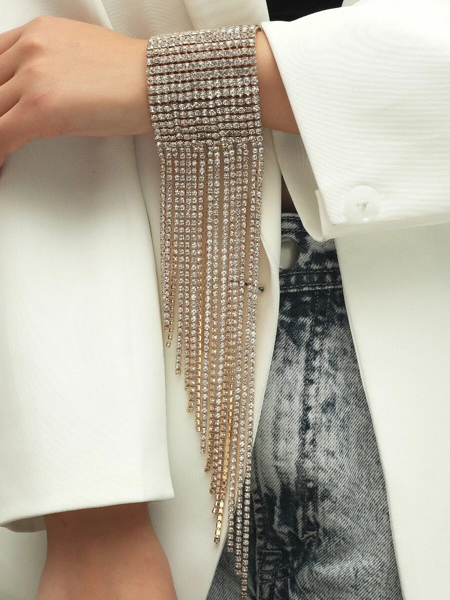 Rhinestone Tassel Wide Bracelet
   SKU: swbracele18210324506      
          (522 Reviews)
      ... | SHEIN
