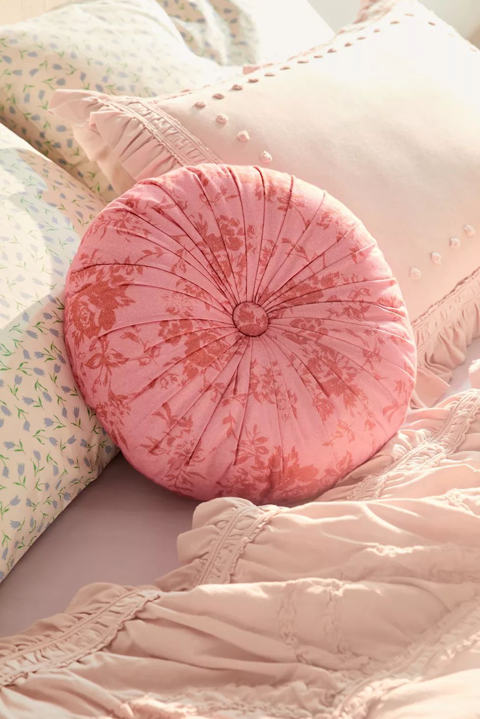 Lena Round Pintuck Throw Pillow | Urban Outfitters (US and RoW)