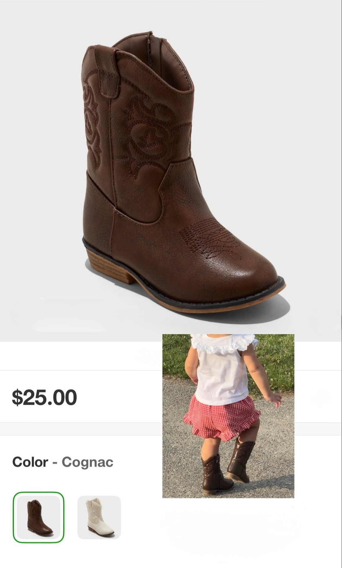 Cowgirl boots? Cowboy boots? Either way, these are the cutest little boots for your tiny adventurer. 🤎✨
They're surprisingly sturdy (because toddler moms know they somehow find every puddle, rock, and mud patch 😉), super comfortable, and such an affordable find. They're the perfect finishing touch for everything from everyday outfits to pumpkin patches, fairs, rodeos, family photos, and country concerts.
Would your little one wear these as a cowgirl or a cowboy? 🤠
#ToddlerStyle #ToddlerFashion #ToddlerBoots #CowgirlBoots #CowboyBoots #WesternStyle #WesternKids #LittleCowgirl #LittleCowboy #CountryKids #ToddlerOutfit #KidsFashion #AffordableStyle #LTKKids #LTKFinds #LTKStyle #LTKFamily #MomLife #ToddlerMom #MomFavorites #AmazonFinds #AffordableFinds #FamilyStyle #MiniFashion #TrendingNow #girlmom #target #targetfind #affordable #toddlerfashion #minime #farmlife #countryliving

#LTKKids #LTKmomlife #LTKootd