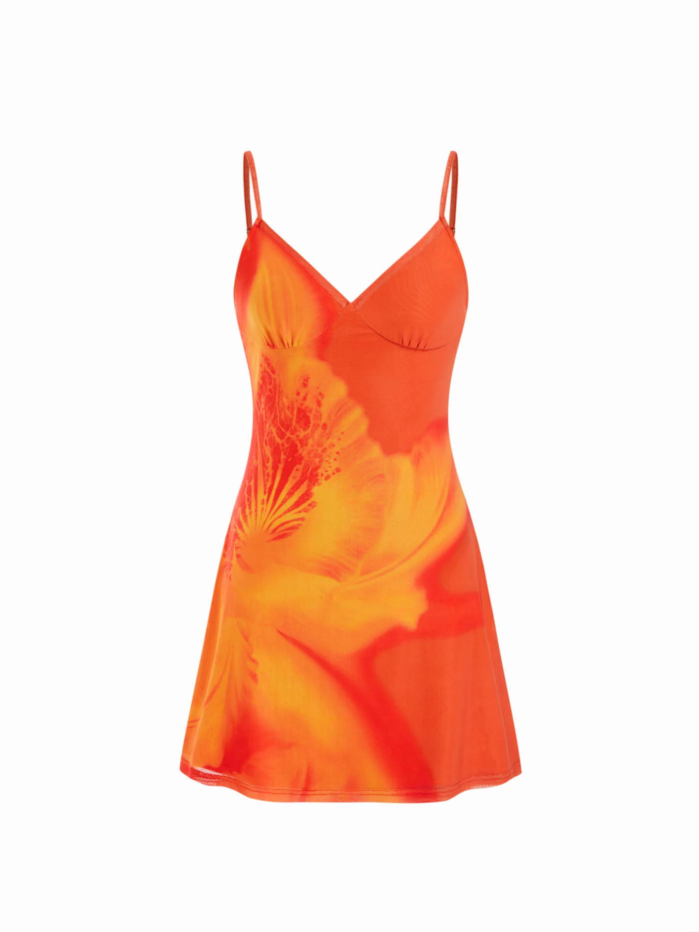 Mesh V-neck Floral A-line Mini Dress | Cider