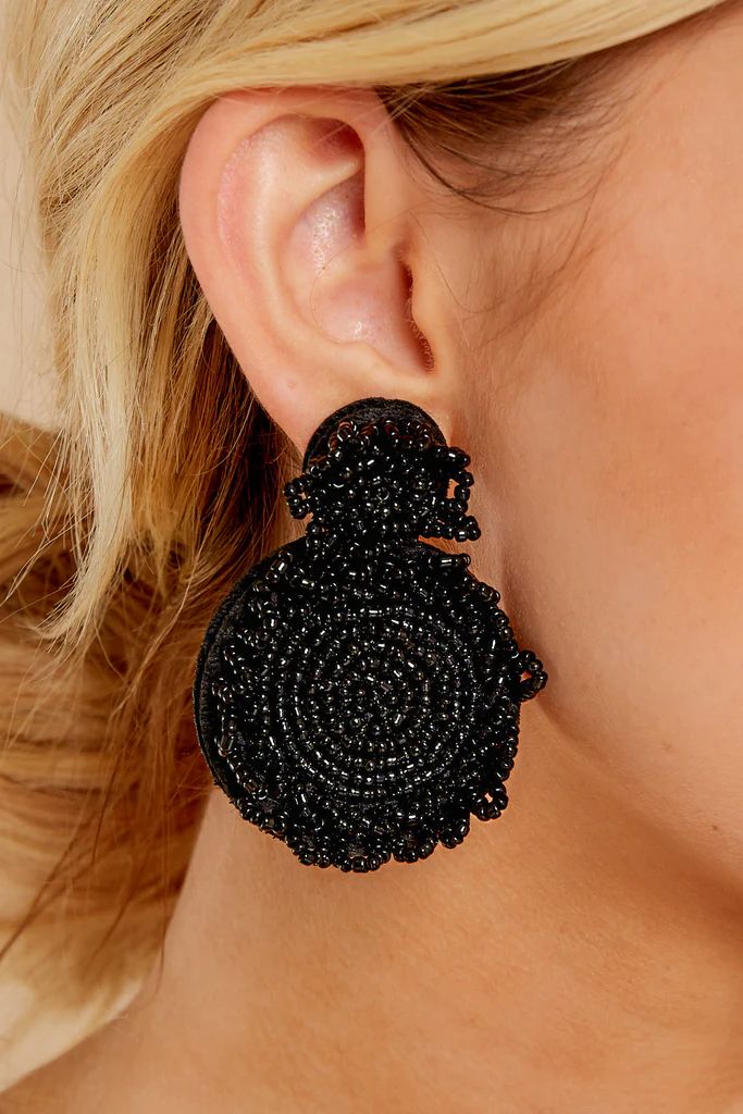 Bust A Move Black Statement Earrings | Red Dress 