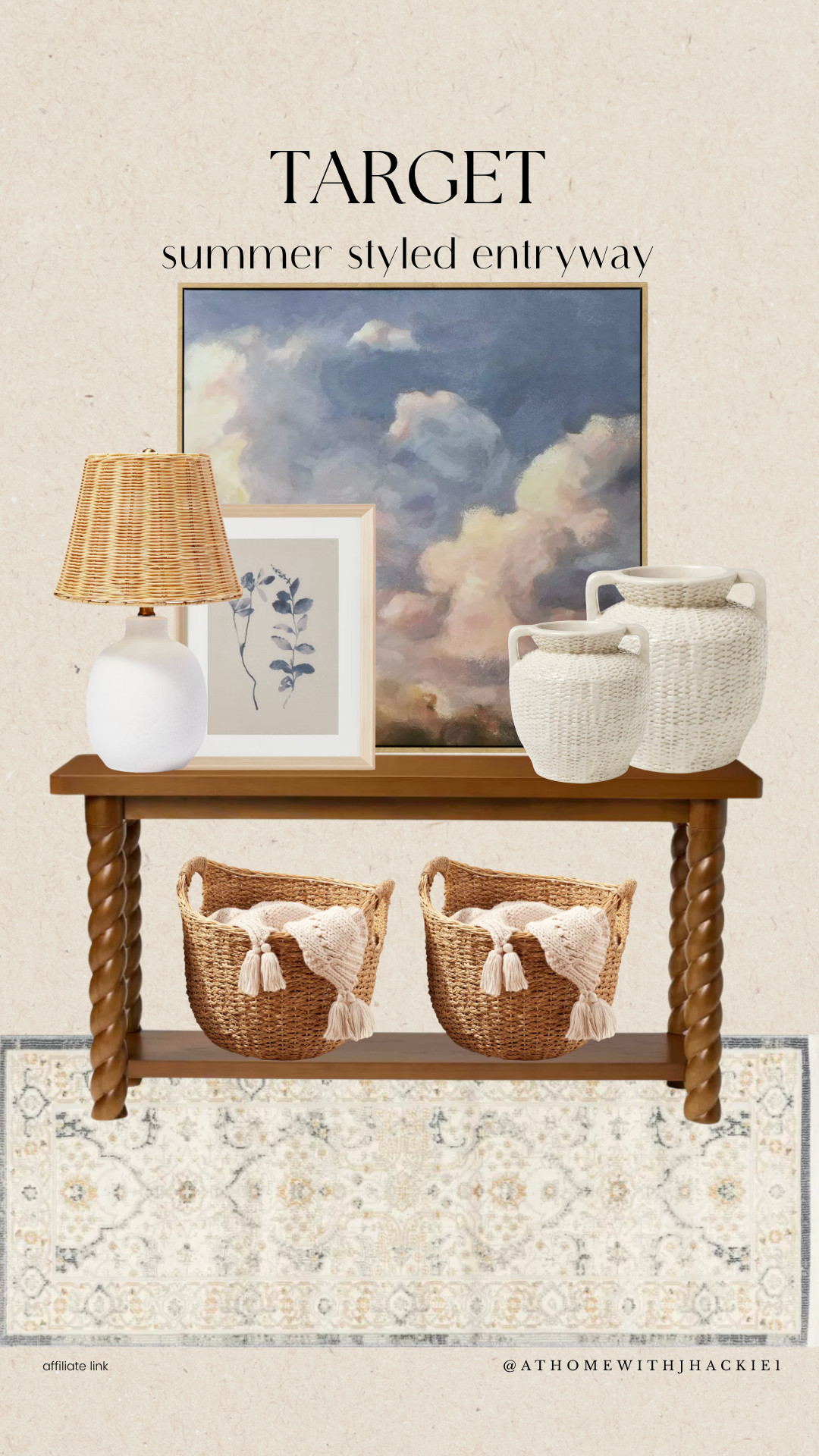 TARGET SUMMER STYLED ENTRYWAY, target entryway decor, summer entryway styling, organic modern entryway, console table styling, woven baskets decor, neutral entryway ideas, coastal entryway decor, framed artwork decor, woven lamp shade, textured vases, summer home styling, layered entryway decor, designer inspired decor, affordable entryway ideas, target home finds, neutral rug runner, cozy home entryway, organic coastal interiors, home styling inspiration, elevated neutral decor, cottage inspired interiors, welcoming entryway decor, modern traditional decor, summer decorating ideas, target decor finds

#LTKSeasonal #LTKHome