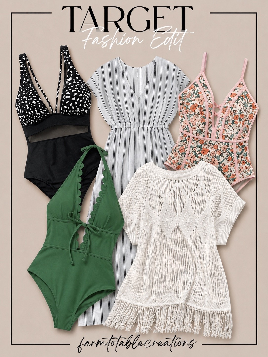 Target Swim & Vacation Finds You’ll Wear All Summer ☀️🌴

From pool days and beach vacations to weekend getaways, this Target fashion edit is packed with stylish pieces that make warm-weather dressing easy. Flattering one-piece swimsuits, a breezy striped cover-up, and a lightweight knit layer create the perfect mix of comfort, coverage, and effortless style.

Whether you’re lounging by the water or heading to lunch after a day in the sun, these affordable Target finds have you covered all season long.

Follow @farmtotablecreations on Instagram for more fashion finds, vacation style inspiration, and affordable outfit ideas.

#LTKStyle #TargetFashion #TargetStyle #SwimwearStyle #VacationStyle #BeachVacation #ResortWear #SummerFashion #PoolsideStyle #TargetFinds #AffordableFashion #VacationOutfits #BeachStyle #SummerWardrobe #SwimsuitSeason #CoverUpStyle #LTKFashion #TravelStyle #FarmToTableCreations #OOTD

#LTKSaleAlert #LTKSwim #LTKTravel