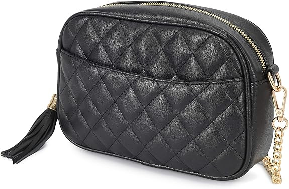 Lola Mae Quilted Crossbody Bag, Medium Lightweight Shoulder Purse Top Zipper Tassel Accent | Amazon (US)