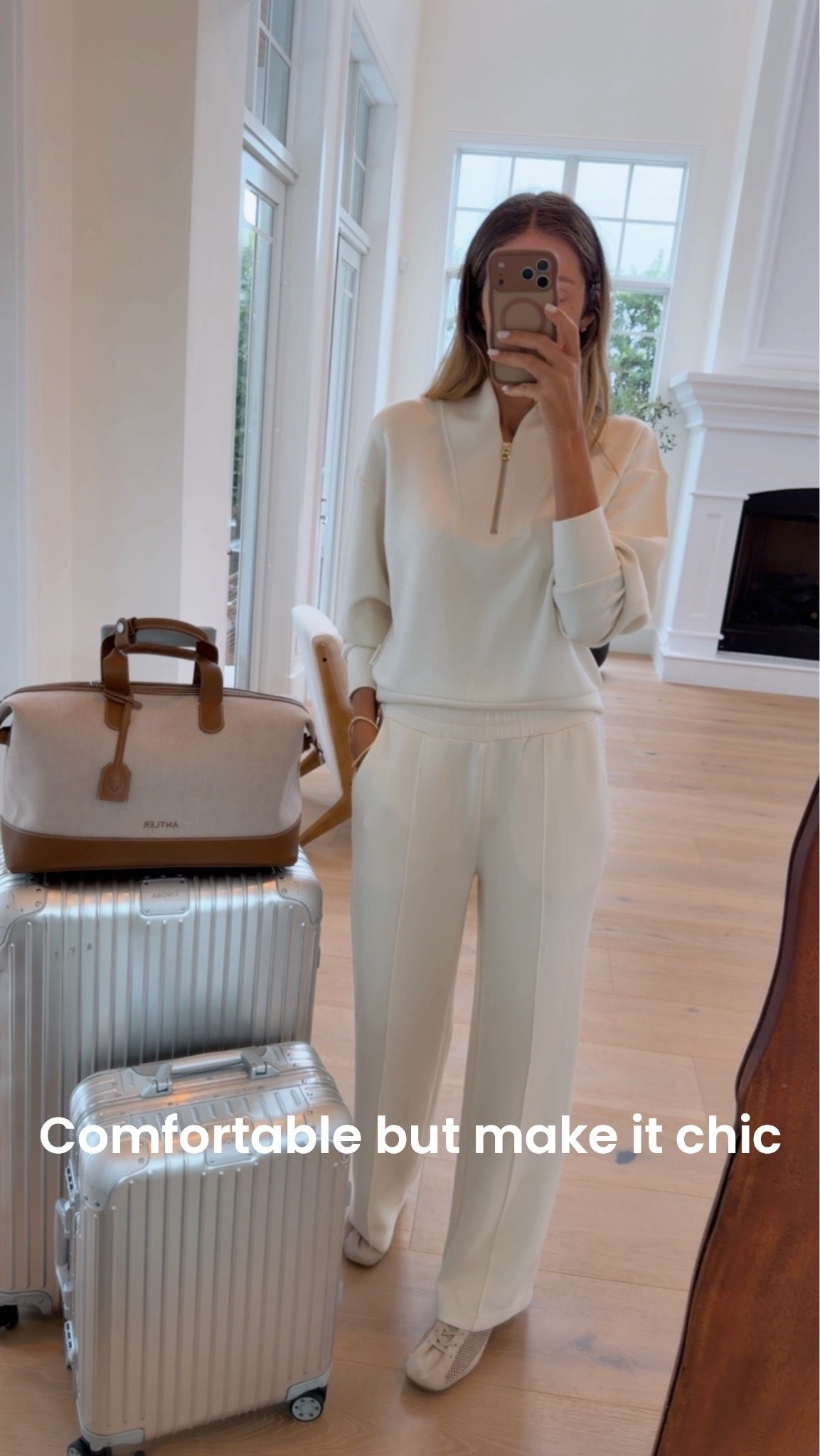 Classy and comfortable travel set . Or casual but definitely elevated! 
Runs tts. Wearing a size small 
I am 5’9” for your reference 
This is long version 32

#LTKootd #LTKTravel #LTKOver40