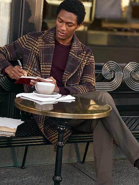 Plaid Double Breasted Wool-Blend Topcoat | Express