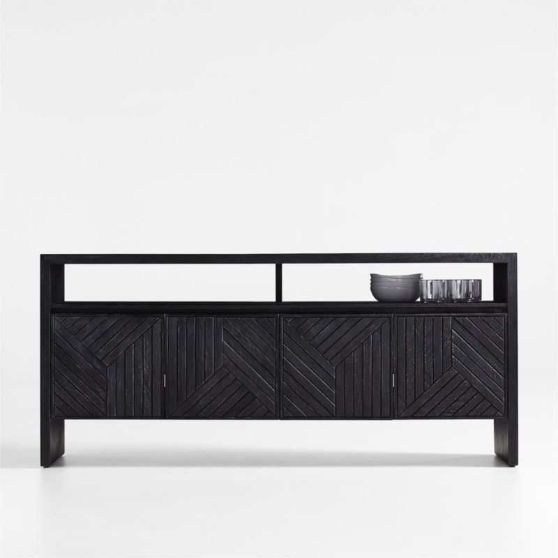 Dunewood Charcoal Sideboard with Shelf + Reviews | Crate & Barrel | Crate & Barrel