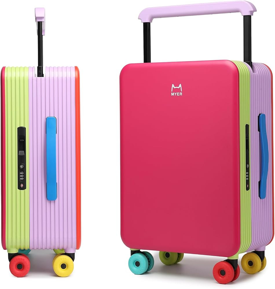 Multi-color Dopamine Wide Handle Carry on Zipperless Hard Side Luggage 22x14x9 Airline Approved w... | Amazon (US)