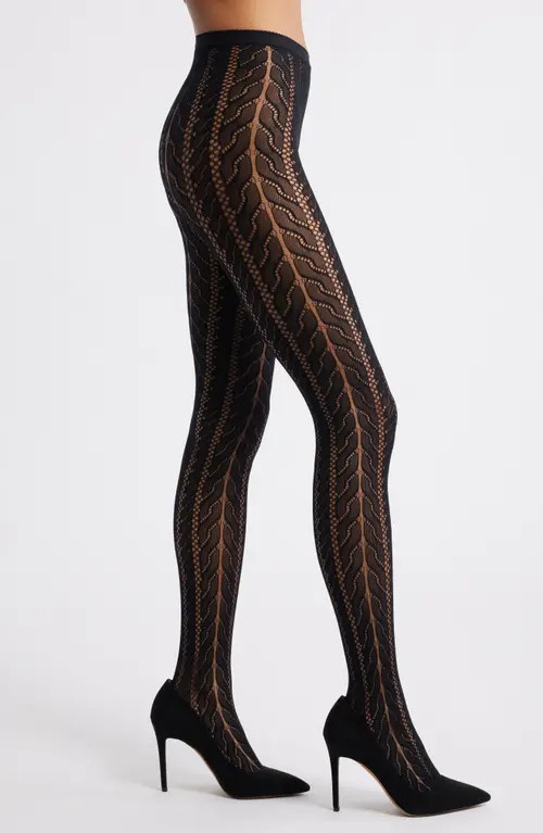 Nordstrom Openwork Mesh Tights in Black at Nordstrom, Size Large | Nordstrom